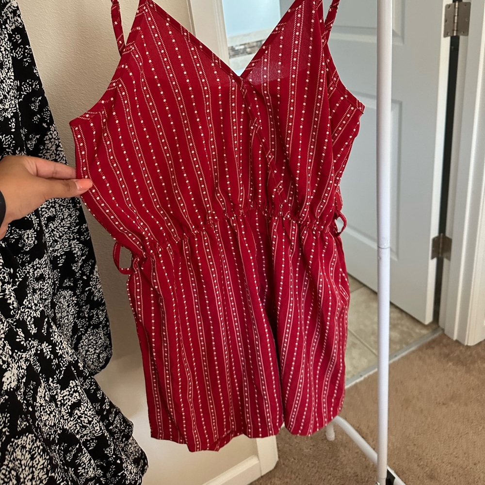 Red and white jumpsuit